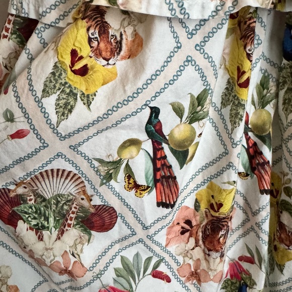 Anthropologie Floral Animal Patterned Smocked Midi Dress - Picture 5 of 7